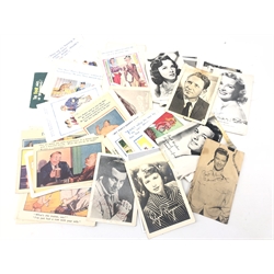  Collection of mostly comical postcards by various artists including Donald McGill and a small number of vintage pictures of famous people  