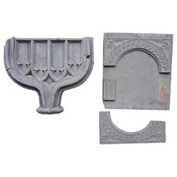 Architectural Salvage - Quantity of oak architectural feaatures including set of six carved communion rail supports, pierced and carved decorative panels, lead mounted pelmet etc
Note: Removed in the 19th century from the church in the grounds of a private Yorkshire estate 
Provenance: property of a Nobleman