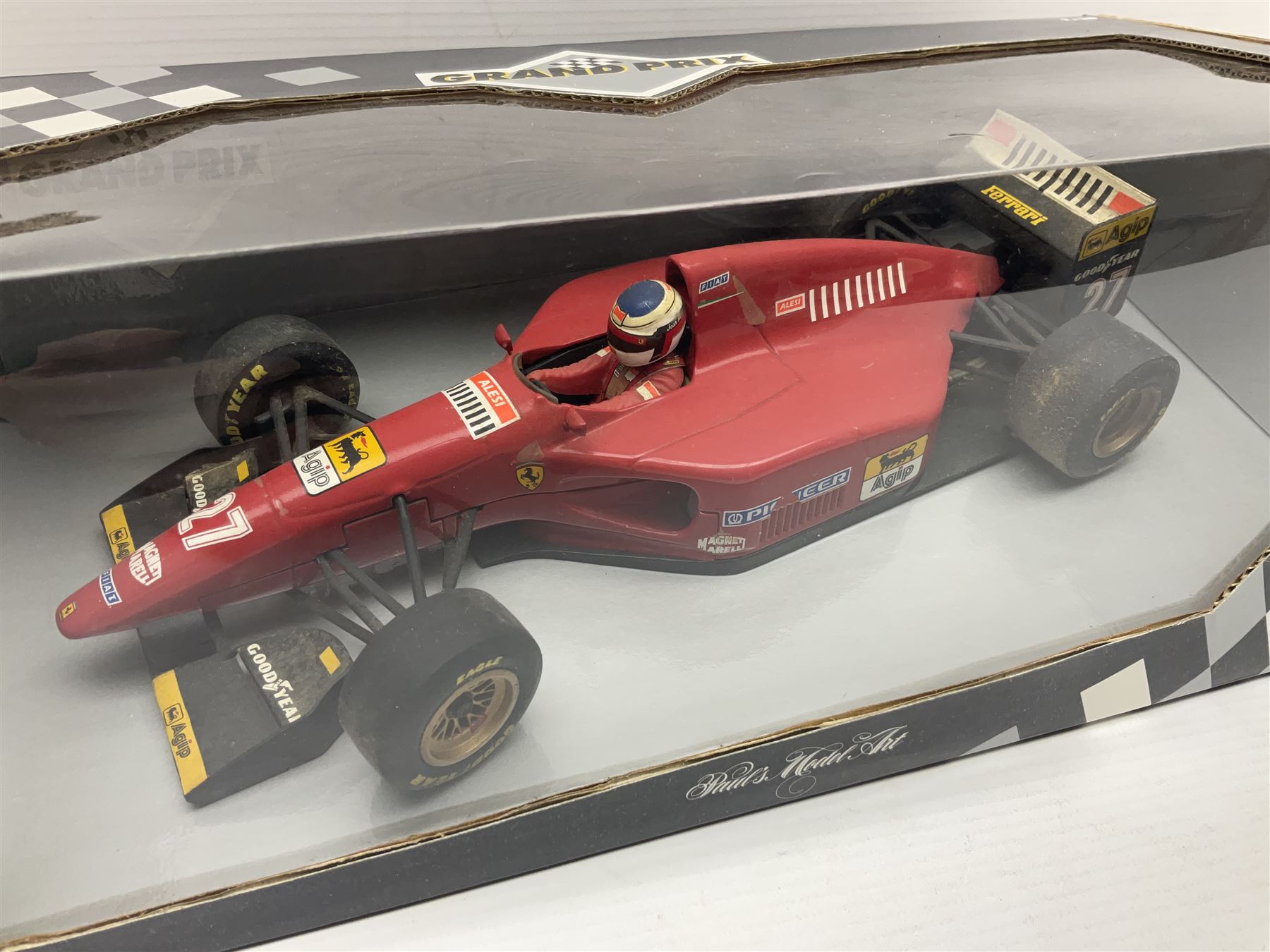 Three Paul's Model Art Grand Prix 1:18 scale die-cast racing cars - Sauber Mercedes C13 A. De Cesaris G.P. Canada 1994; Ferrari F 93 A Jean Alesi; and Benetton B 194/5 Showcar 1995 J. Herbert; all boxed (3)