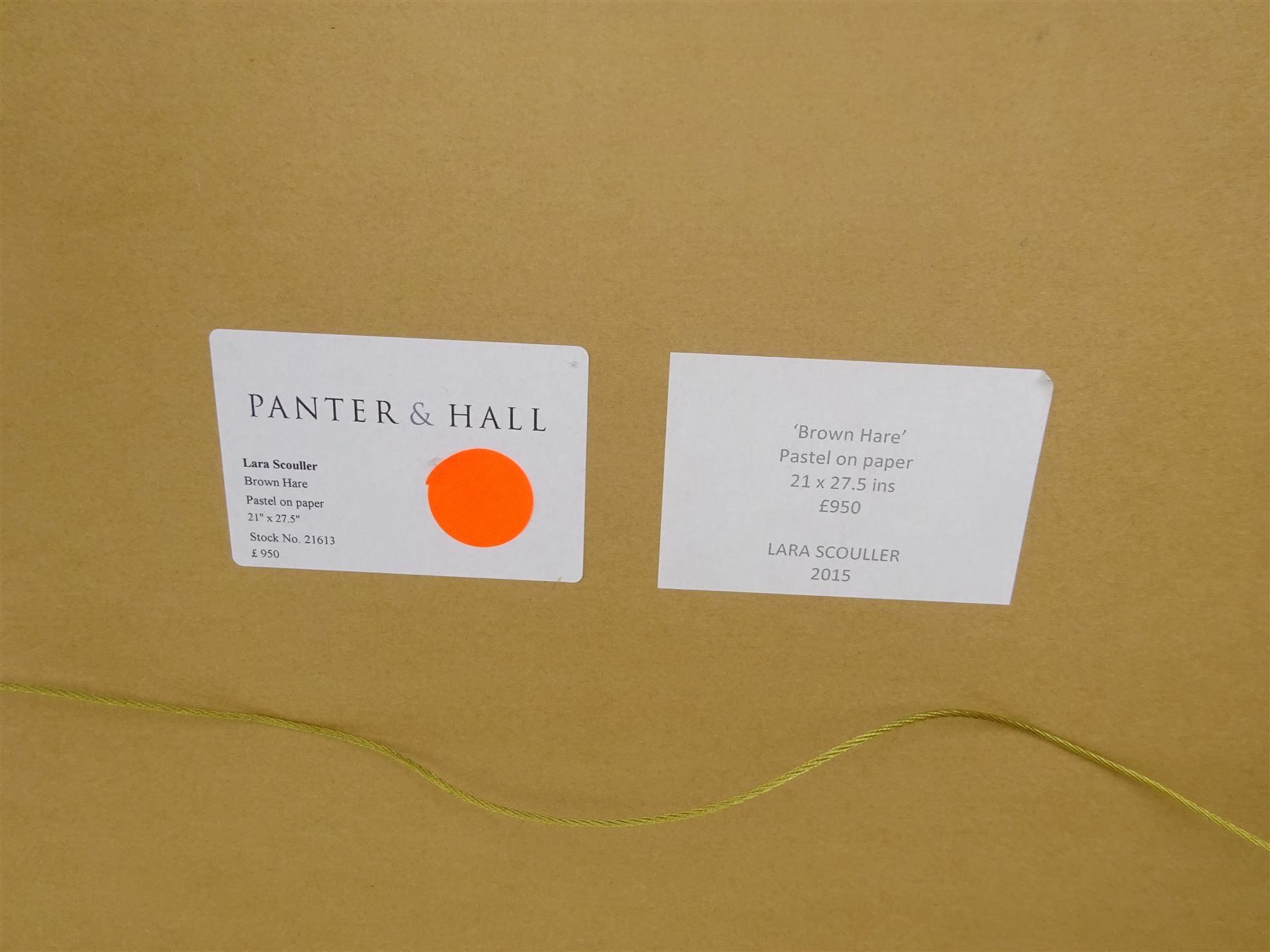 Lara Scouller (British 1983-): 'Brown Hare', pastel signed, titled and dated 2015 on label verso 51cm x 71cm 
Provenance: with Panter & Hall, London, label verso