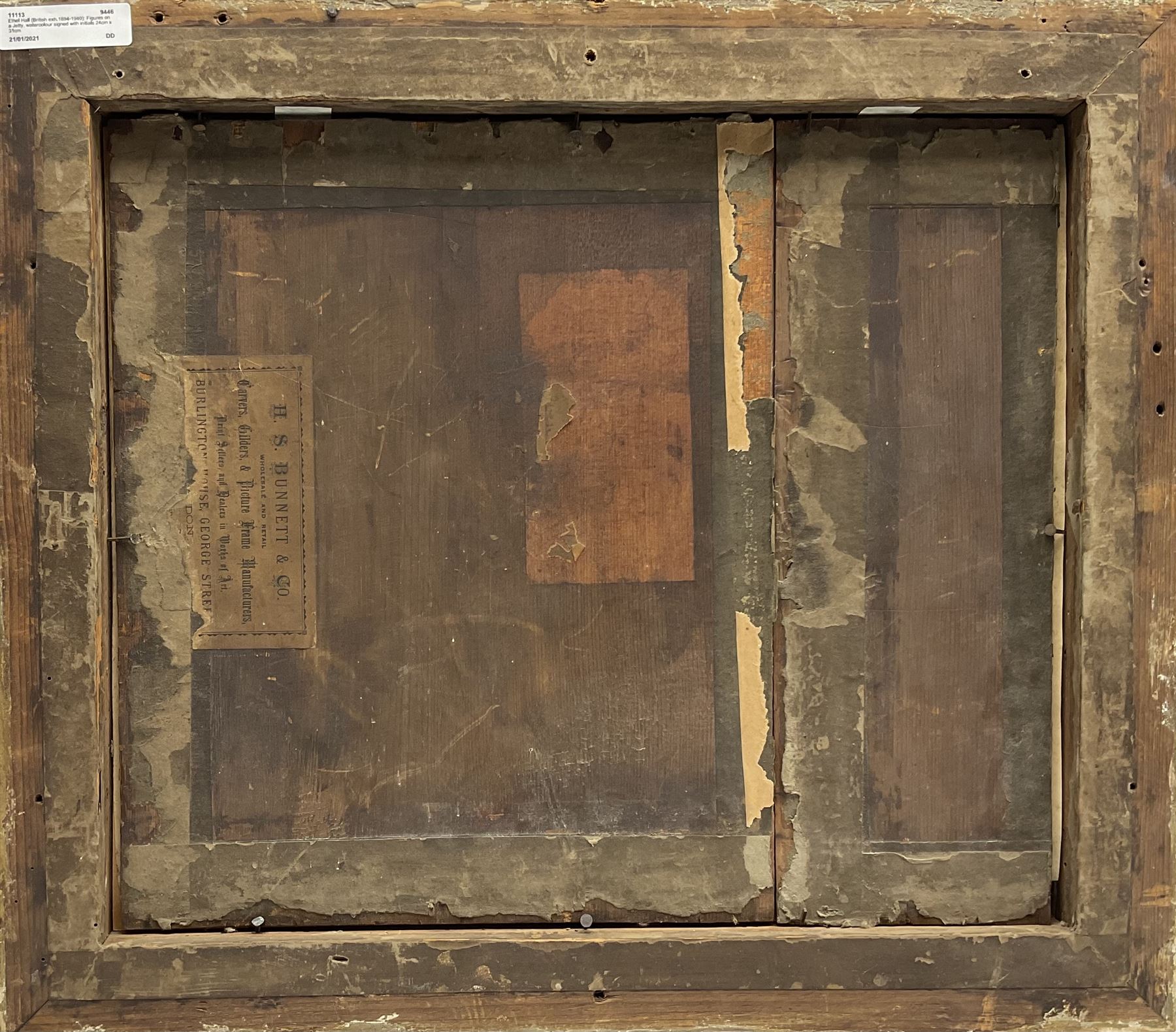 Ethel Hall (British exh.1894-1940): Figures on a Jetty, watercolour signed with initials 24cm x 31cm