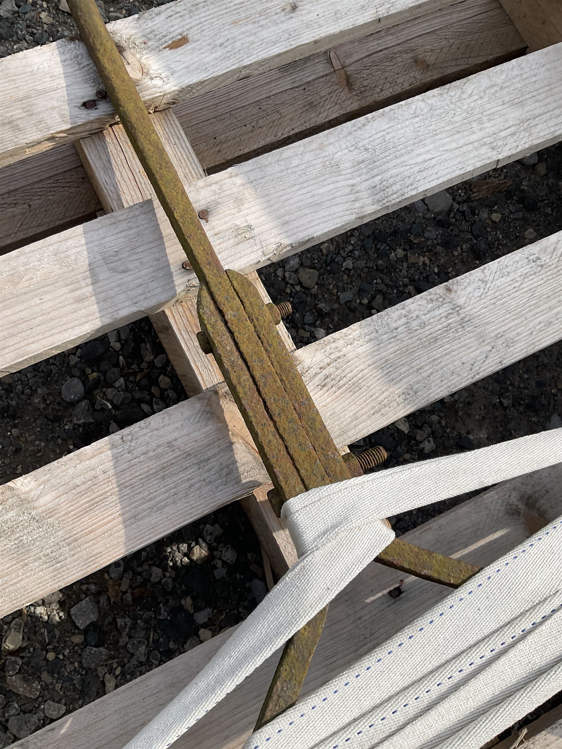 19th century stone garden roller with metal frame and handle - THIS LOT IS TO BE COLLECTED BY APPOINTMENT FROM DUGGLEBY STORAGE, GREAT HILL, EASTFIELD, SCARBOROUGH, YO11 3TX