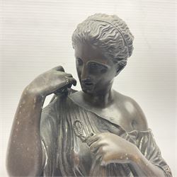 Bronzed figure of a woman in neoclassical dress, H39cm