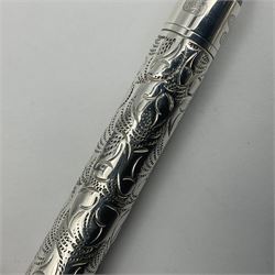 Silver Yard-o-Led Viceroy ballpoint pen, the foliate engraved barrel and cap hallmarked Birmingham 2004 and stamped 925, L11cm