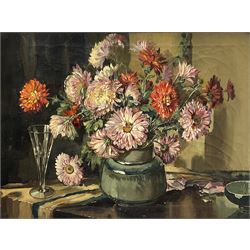 Manner of Herbert Davis Richter (British 1874-1955): Still Life of Flowers in a Vase, oil on canvas unsigned 44cm x 60cm