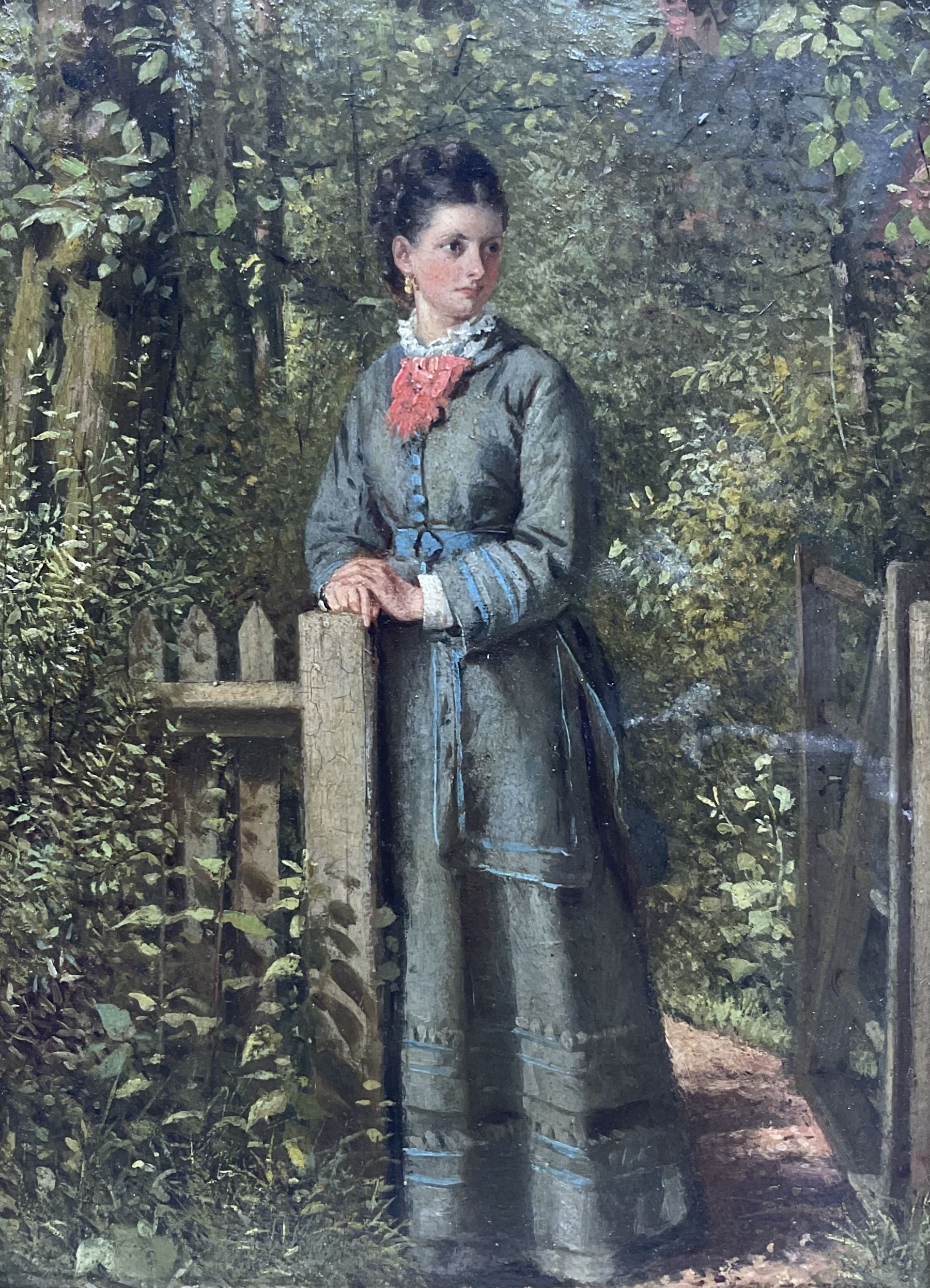 William Edward Millner (British 1849-1895): 'Waiting for the Fishman', oil on board signed titled and dated 1875 verso 25cm x 18cm