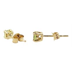 Pair of 9ct gold peridot stud earrings, stamped 375