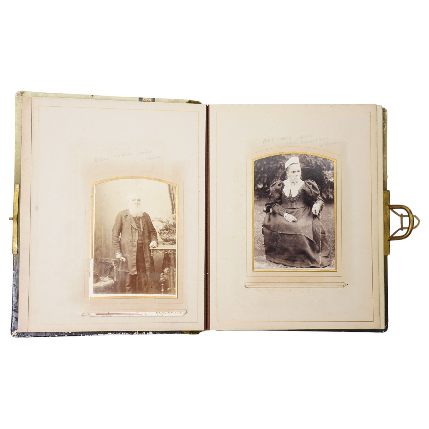 The Mather Family Archive - An extensive collection dating from 1690 to the 19th century of family indentures including Wills, Leases, Conveyances, Abstracts of Title etc .together with two 19th century photograph albums, ambrotypes, autograph and scrap books, ledgers etc and wall shields with the Mather crest, family tree etc.
The Mather family of Lancashire has a lineage of considerable historic interest on both sides of the Atlantic.  The family trace back to Richard Mather (1596-1669) a prominent Puritan minister who emigrated to New England in 1635. His descendants in America include his son, Increase Mather (1639-1732), president of Harvard College and his grandson Cotton Mather (1663-1728) who was an influential theologian and writer of early American history