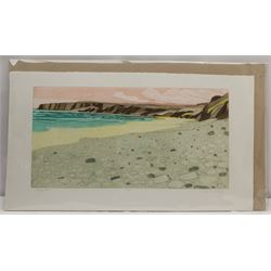 John Brunsdon (British 1933-2014): 'Boggle Hole', limited edition coloured etching signed titled and numbered 23/150 in pencil 31cm x 60cm with full margins (unframed)