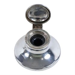 Pair of silver mounted capstan inkwells, both hallmarked