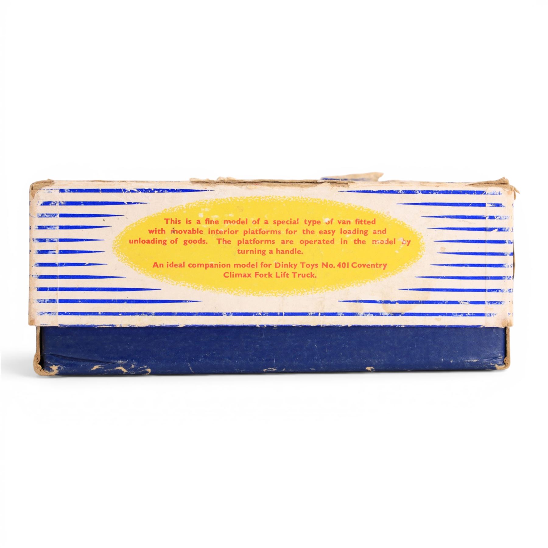 Dinky Toys Bedford Pallet Jekta Van no 930, two tone yellow body with red 'Dinky Toys' lettering, in original box with two orange pallets and instructions