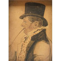 English School (19th century): Profile Portrait of a Regency Man in a Patterned Cravat, wa...