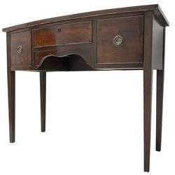 Early 20th century Georgian design mahogany sideboard, fitted with three drawers, on square tapering supports
