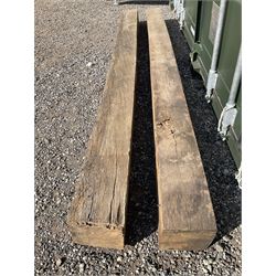 Pair of solid oak beams - THIS LOT IS TO BE COLLECTED BY APPOINTMENT FROM DUGGLEBY STORAGE, GREAT HILL, EASTFIELD, SCARBOROUGH, YO11 3TX