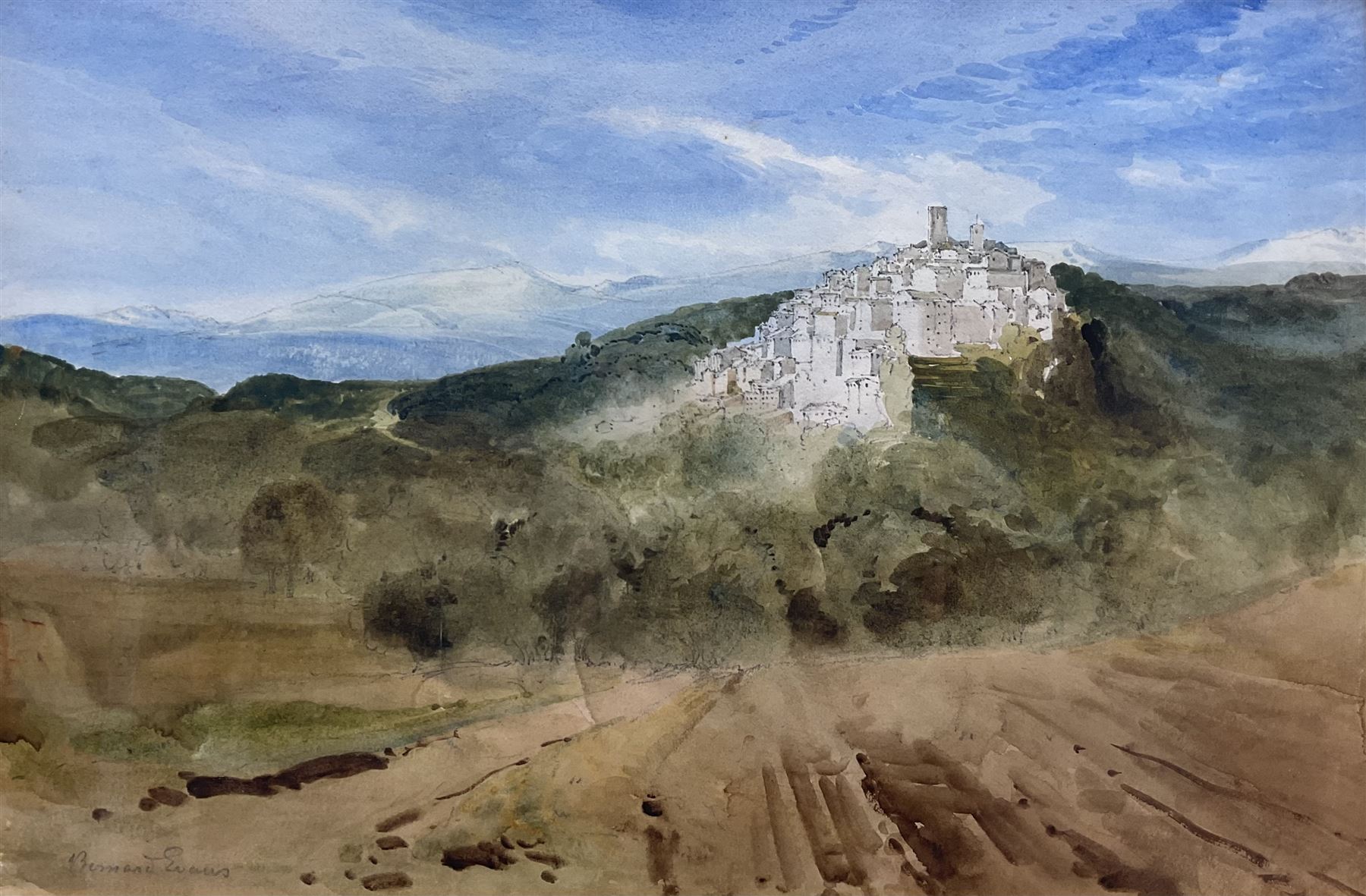 Bernard Walter Evans (British 1848-1922): 'Auribeau-sur-Siagne' France', watercolour and pencil signed, titled verso 34cm x 52cm