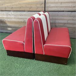 Job lot of American diner furniture, including stools, stainless steel tables, Set of six of american diner style two seater leather diner benches and other - THIS LOT IS TO BE COLLECTED BY APPOINTMENT FROM DUGGLEBY STORAGE, GREAT HILL, EASTFIELD, SCARBOROUGH, YO11 3TX