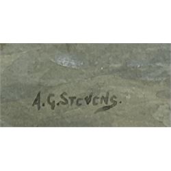 Albert George Stevens (Staithes Group 1863-1925): East and West Piers Whitby Harbour, watercolour signed 34cm x 49cm