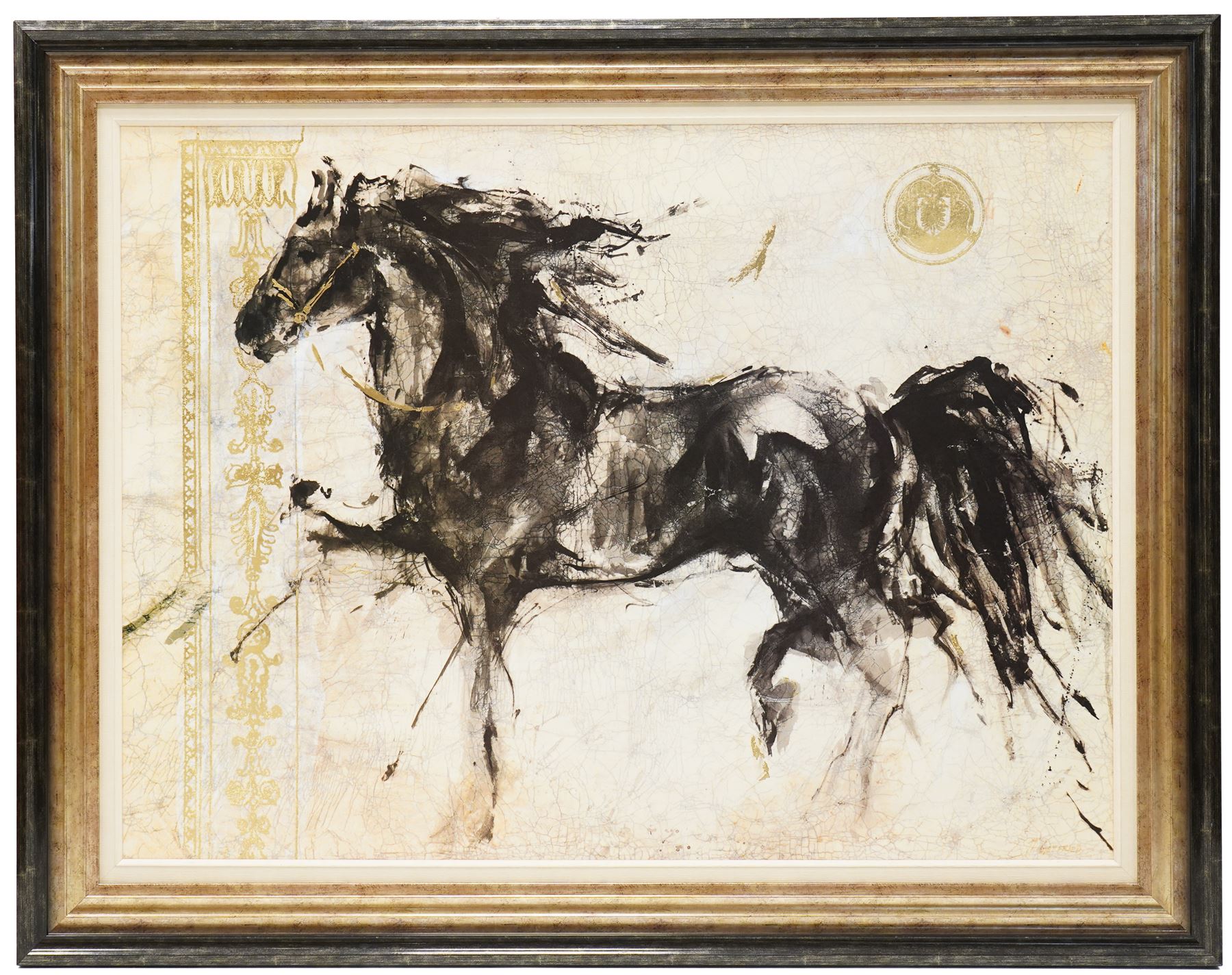 Marta Gottfried Wiley (American Contemporary): 'Lepa Zena' Horse, silkscreen print in colours with gilt detail 75cm x 100cm