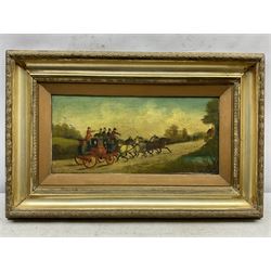 Philip Henry Rideout (British 1842-1920): Coaching Scenes, set of four oils on canvas signed 19cm x 40cm (one a/f) (4)