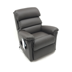 La-z-boy electric riser reclining armchair upholstered in chocolate leather, W85cm (6 months old) 