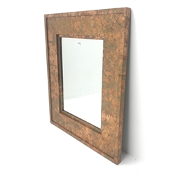 Rectangular acid washed copper framed mirror with bevel edge plate, W75cm, H90cm