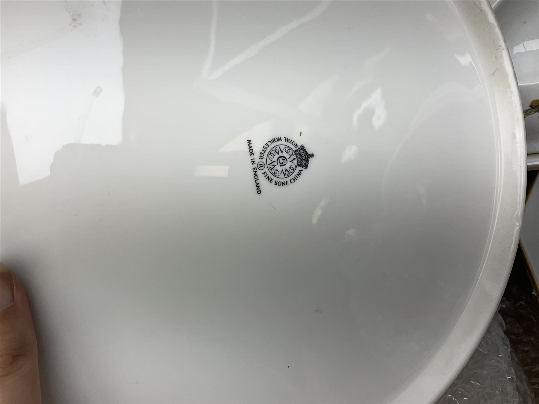 Royal Worcester Evesham pattern dinner wares, to include covered tureens, open dishes, sauce boat, cake stand etc, in two boxes 