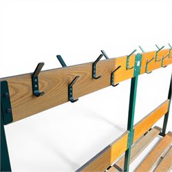 Industrial 'School' changing seat with coat hooks
