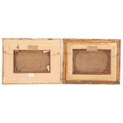 William Anslow Thornley (British fl.1858-1898): 'Sunrise - Gravesend from Tilbury' and 'Moonlight - The Medway before Rochester', pair oils on canvas signed, original title labels verso 25cm x 35cm (2) 
Provenance: with the Kenulf Gallery, Winchcombe, labels verso