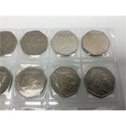 Queen Elizabeth II decimal fifty pence coins, including commemoratives, face value 11 GBP