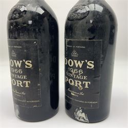 Dow's 1966 vintage port, two bottles, unknown contents and proof 
