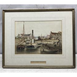 Henry Barlow Carter (British 1804-1868): Paddle Steamer Tug and other Vessels by the Dockside Barton on Humber, watercolour with scratching out signed and dated 1844, 25cm x 35cm