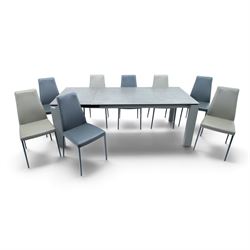 Calligaris - 'Omnia' extending dining table with ceramic top, with set eight 'Aida' dining chairs