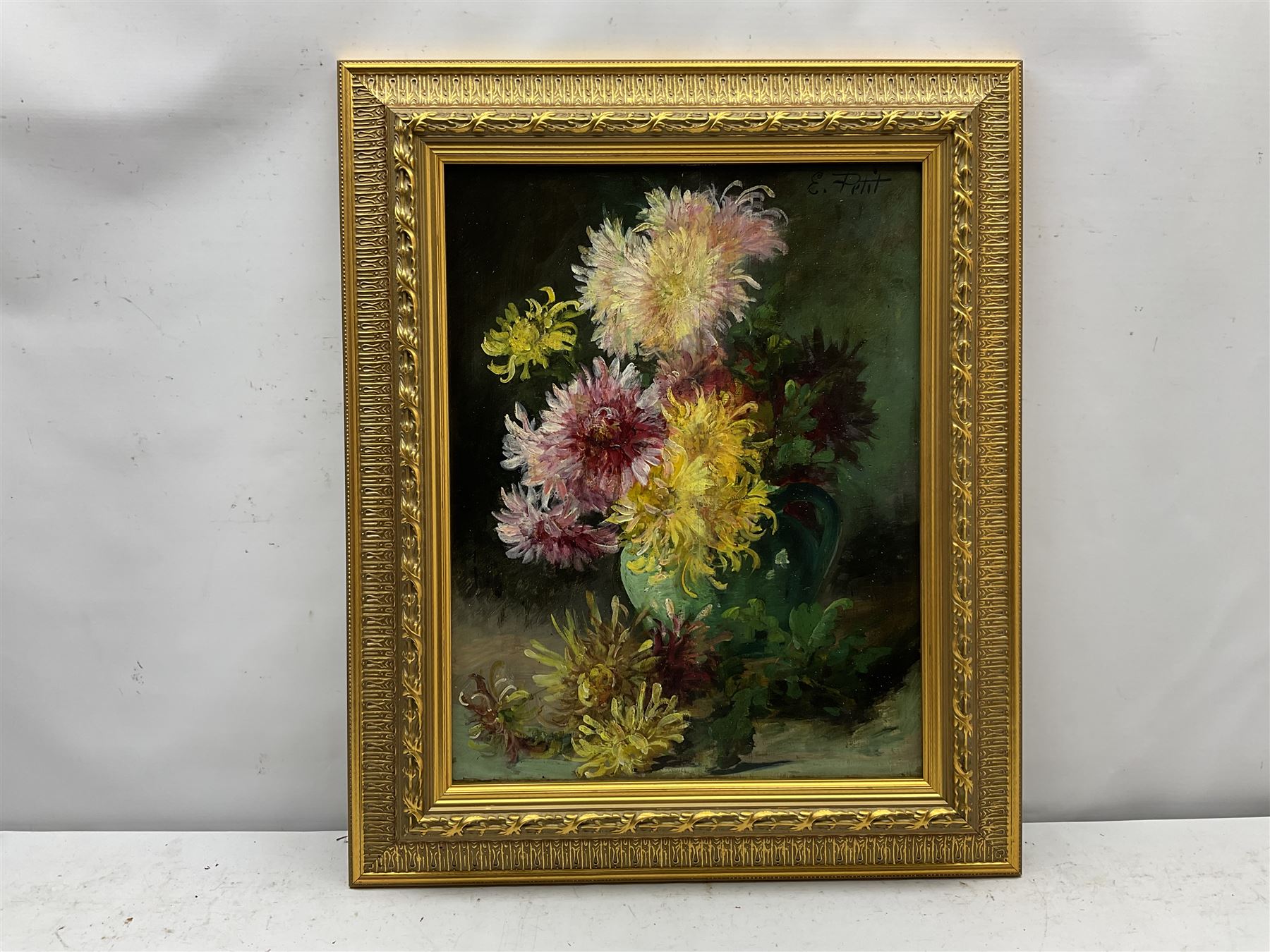 Eugene Petit (French 1839-1886): Still Life of Chrysanthemums, oil on panel signed 48cm x 37cm