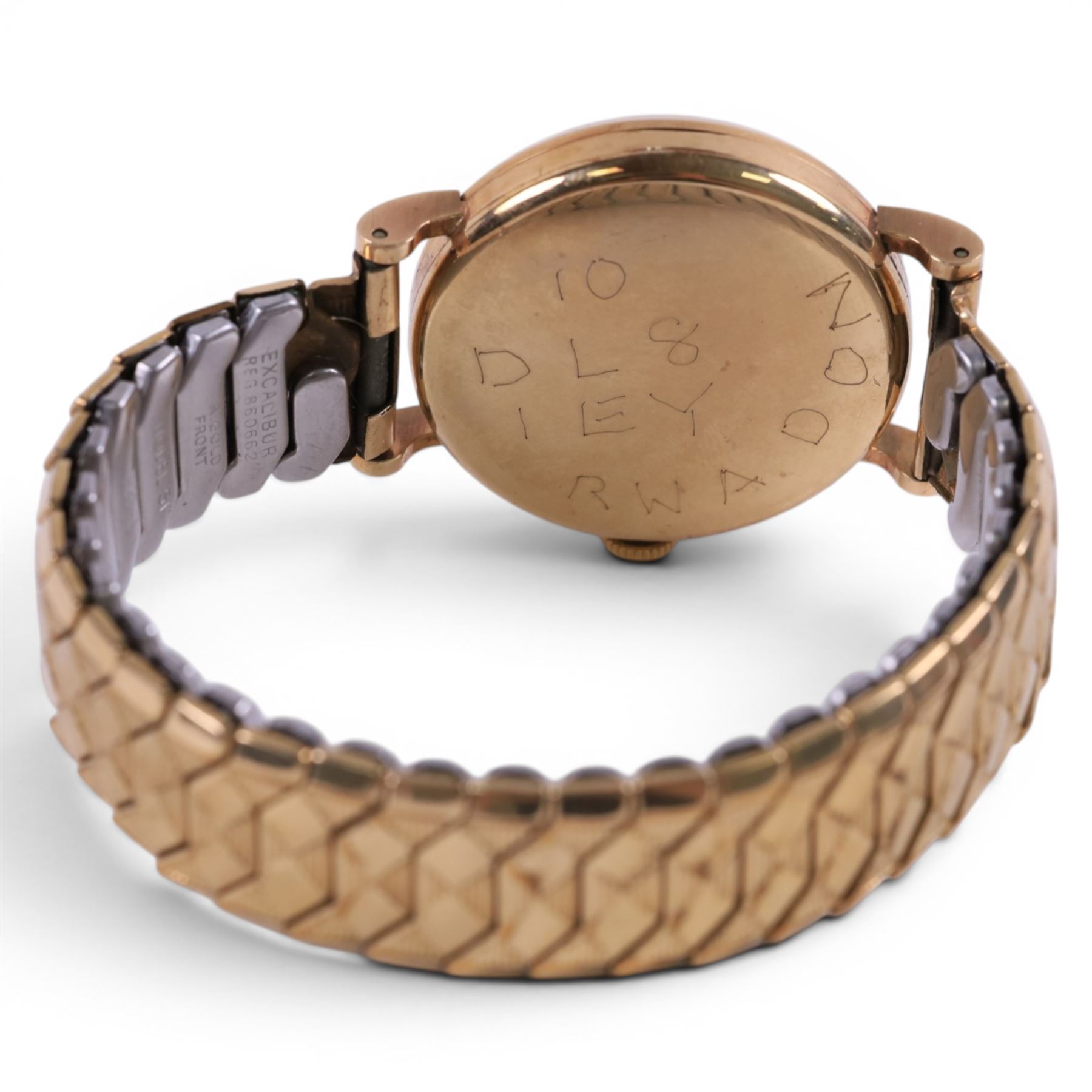 Smiths Deluxe gentleman's manual wind wristwatch, Birmingham 1960, the back case with personalised engraving, on expanding gilt strap, boxed