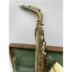 1950s Grafton injection moulded cream acrylic plastic alto saxophone designed by the Italian Hector Somorisen and distributed by John E. Dallas & Sons London, serial no.10776 L66cm, in original fitted carrying case