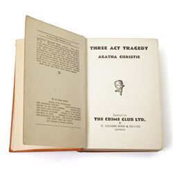 Christie, Agatha - Three Act Tragedy, first edition, 4pp advertisements, W Collins Sons & Co Ltd for The Crime Club 1935, original orange boards with black lettering