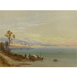 T Wilson (19th century): Middle Eastern Coastal scene, watercolour heightened in white signed and dated 1886, 24cm x 32cm 
Notes: Wilson was possibly a pseudonym of Edwin St. John