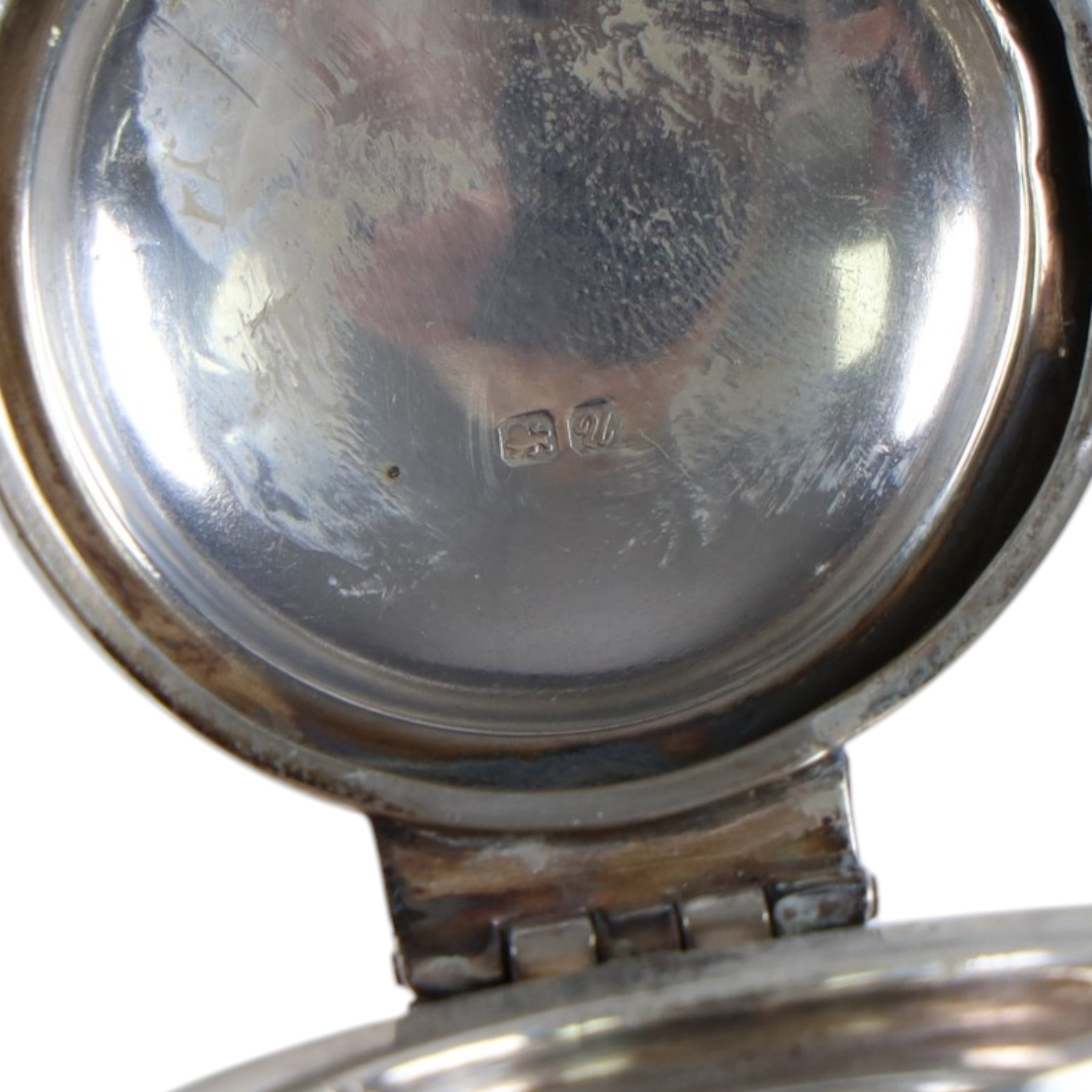Pair of silver mounted capstan inkwells, both hallmarked