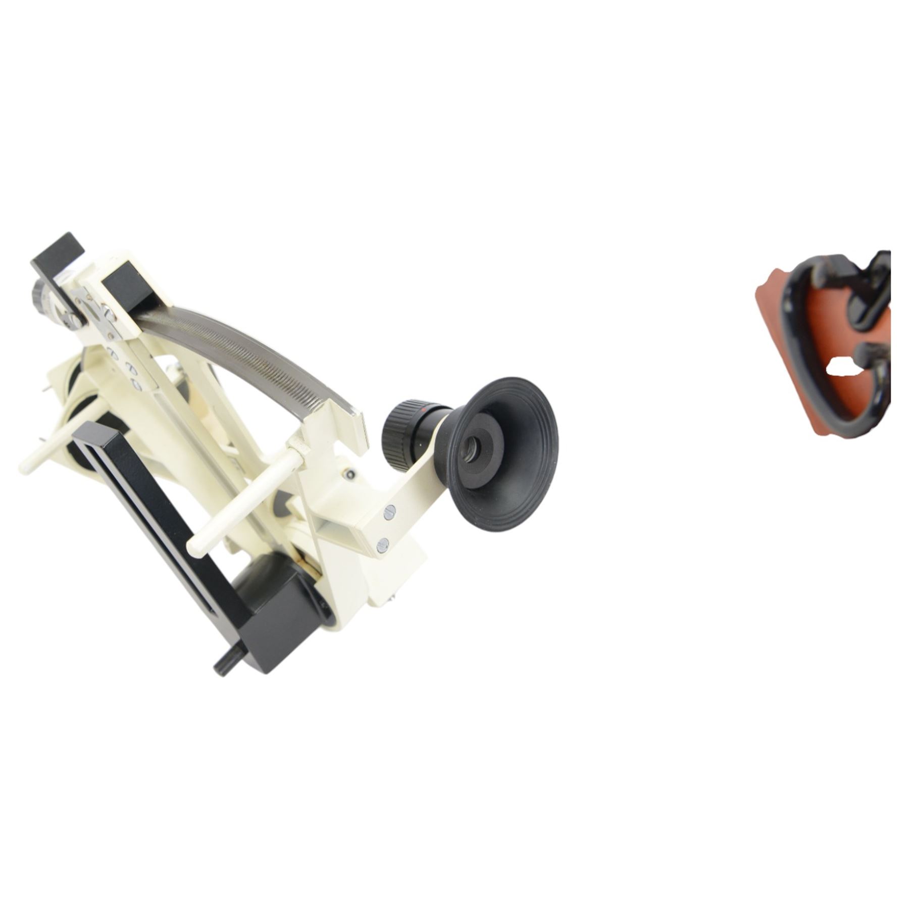 Freiberger Prazisionsmechanik yacht sextant, serial no.128736, with painted white framework, contained within fitted wooden case with instruction manual and service certificate dated 1982