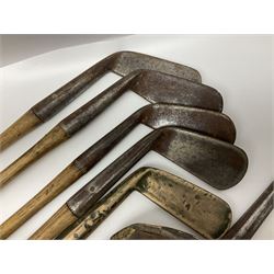 Collection of vintage wooden shaft golf clubs, including J & D Clark,  J Winton, etc (7)