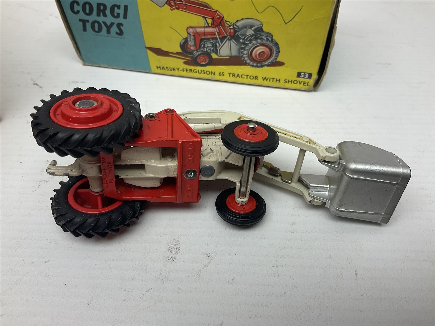 Corgi - Massey-Ferguson 780 Combine Harvester no.1111 and Corgi Massey-Ferguson 65 Tractor with Shovel no.53; both in original boxes 
