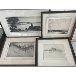 Collection of etchings to include Louis Conrad Rosenberg, Albany E Howarth, Sidney Tushingham, Alfred Bentley and Martin Hardie in one box (6)