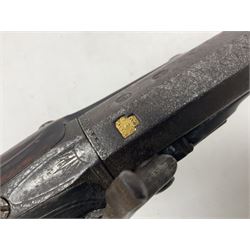 Early 19th century 20-bore flintlock converted to percussion fowling piece by Fisher, the 96.5cm(38