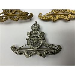 Twelve cap badges including Royal Artillery, 3rd RGA Middlesex Volunteers, Hon. Artillery Company, West Riding and Waraickshire Royal Horse Artillery, Royal Engineers and Army Service Corps (12)