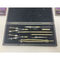 J Halden & Co cased drawing set, together with other cased drawing sets, including examples from prazision garantie and Kern Swiss 