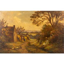Ernest Higgins Rigg (Staithes Group 1868-1947): Children Picking Berries, oil on canvas si...