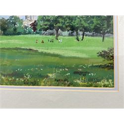 Mike Gunnell (British 20th Century): 'Hall Garth Park - Hornsea', pastel signed, titled verso 26cm x 37cm; English School (Contemporary): A Squirrel's Feast, pastel indistinctly signed 34cm x 25cm (2)