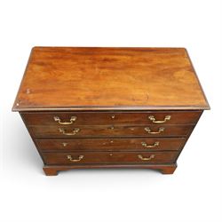 George III straight front mahogany chest, fitted with four graduating drawers with cockbeaded edges, raised on bracket feet