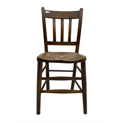 Set of fourteen elm and beech Sunday School or chapel chairs, slatted backs (14)