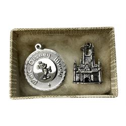 Silver Disney castle charm and 'Walt Disney World' pendant, both stamped sterling 